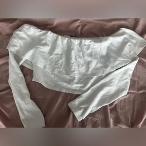 Off the should white crop top